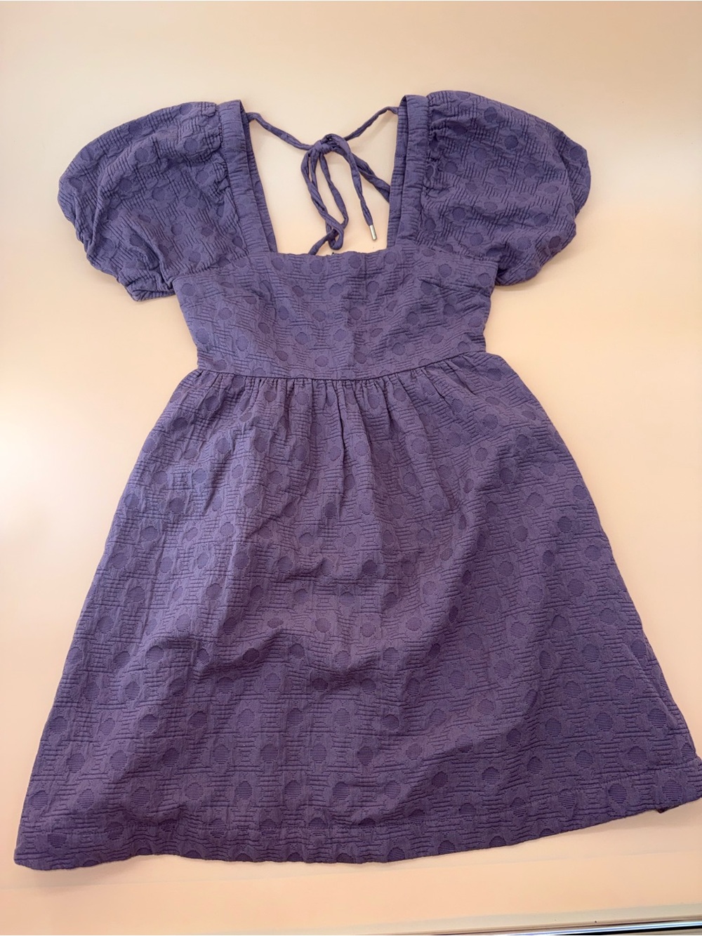 Madewell Mauve Floral Quilted Puff-Sleeve Square-Neck Mini Dress‎ - Picture 4 of 11